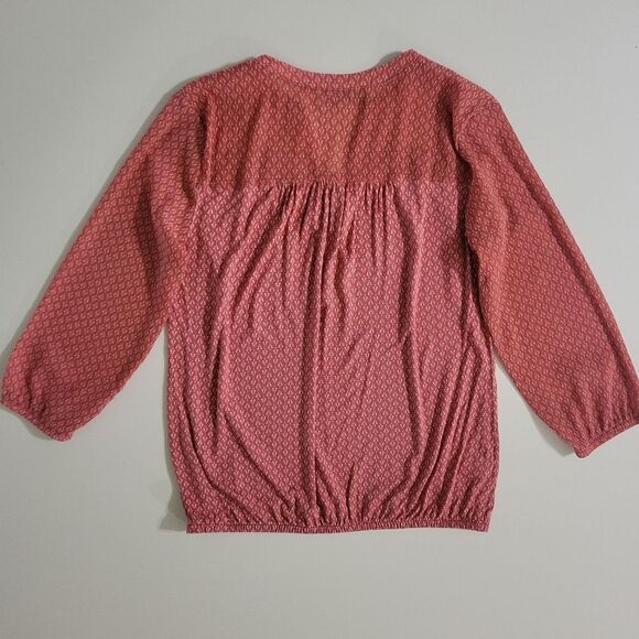 Loft Women's Mixed Media Rust Print V-neck 3/4 Length Sleeve Pullover Top - Picture 12 of 14